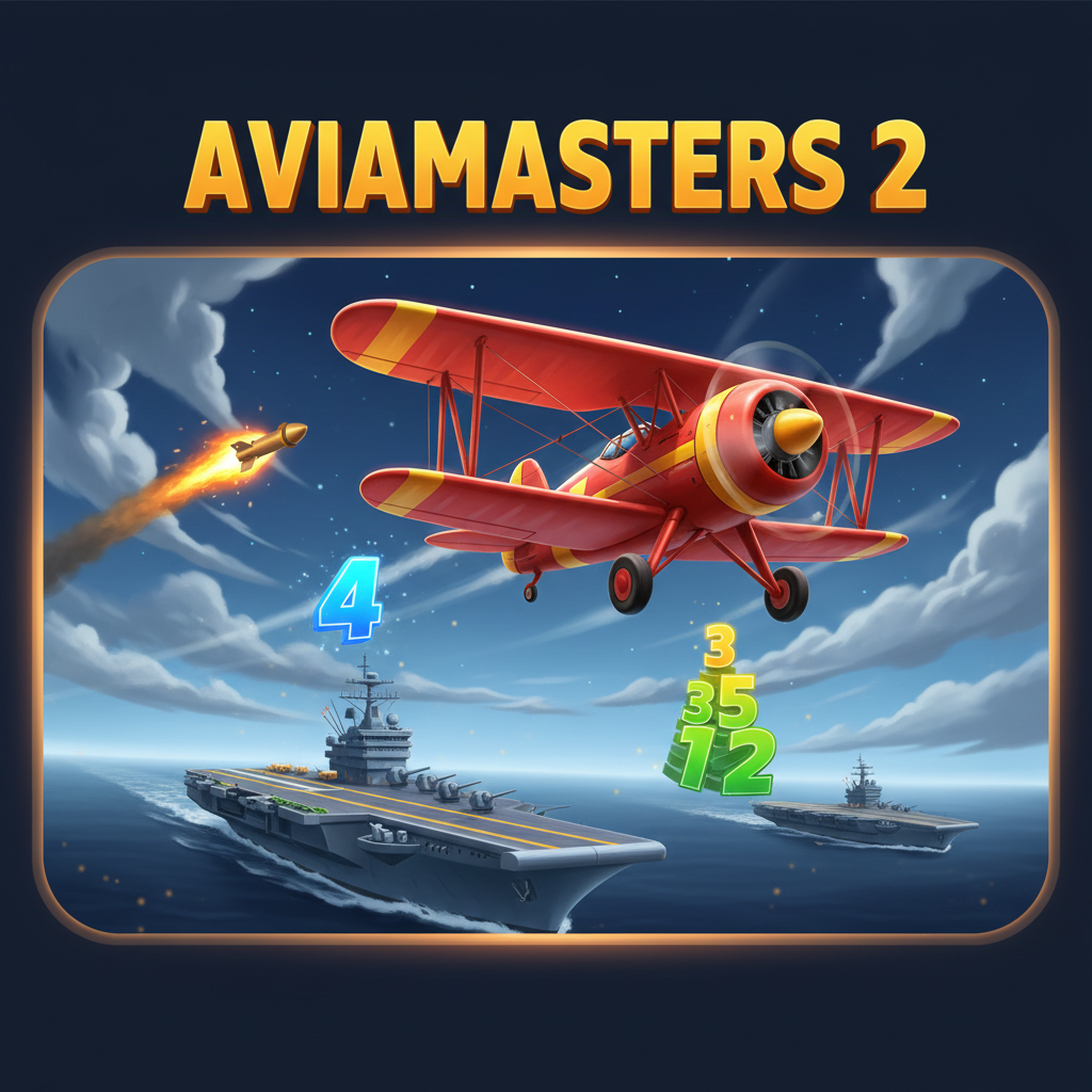 Aviamasters 2 di BGaming – aereo rosso in volo tra modificatori razzo, numero e moltiplicatore su portaerei